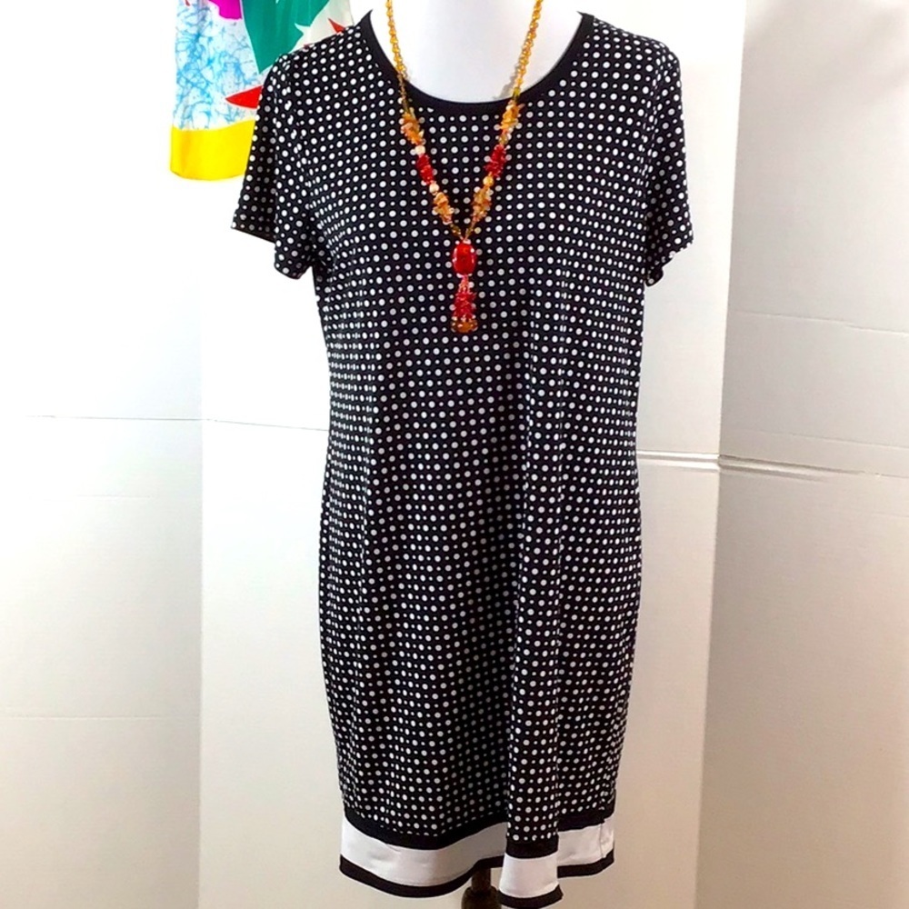 Michael Kors b/w polka dot shift dress L